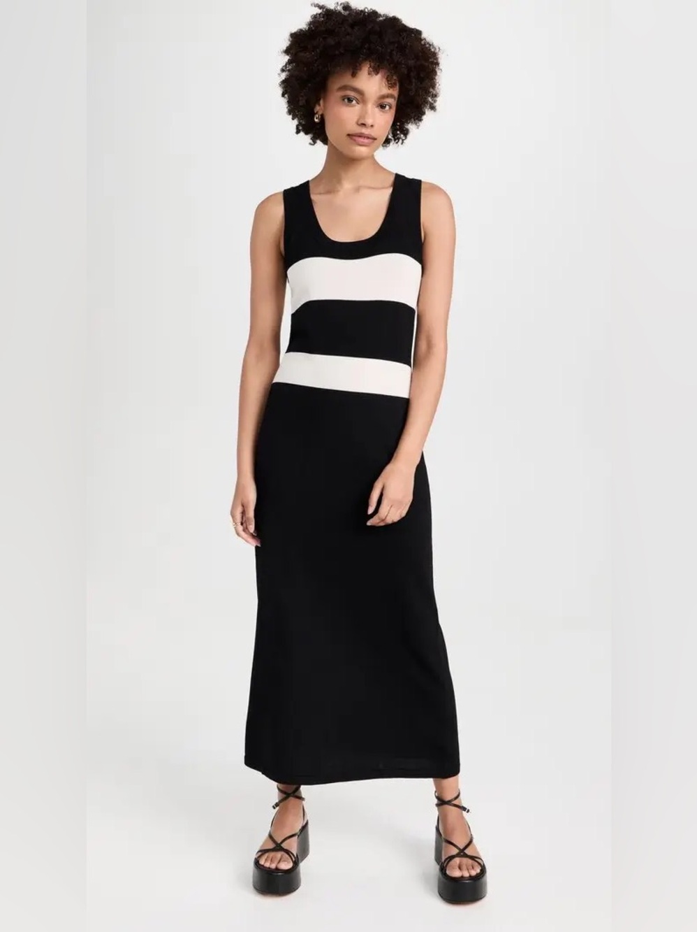 LNA CLOTHING Anine Sleeveless Pullover Stripe Black White Tank Maxi Dress Size M